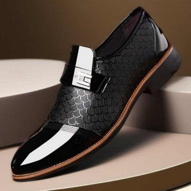 Men's Loafers Comfortable Black Faux Leather – Slip-On