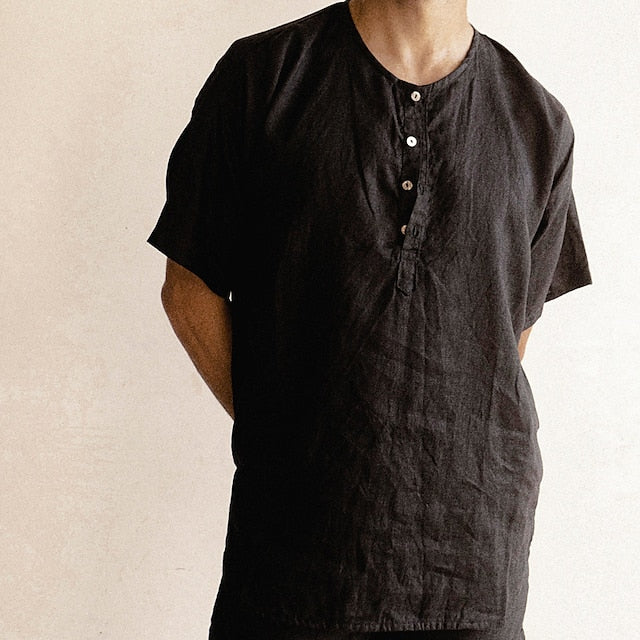Linen Shirt Summer Cotton Men's
