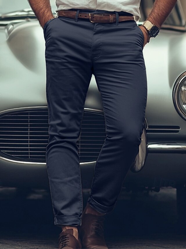 Trousers Chinos Men's Casual Pants Buttons Chino