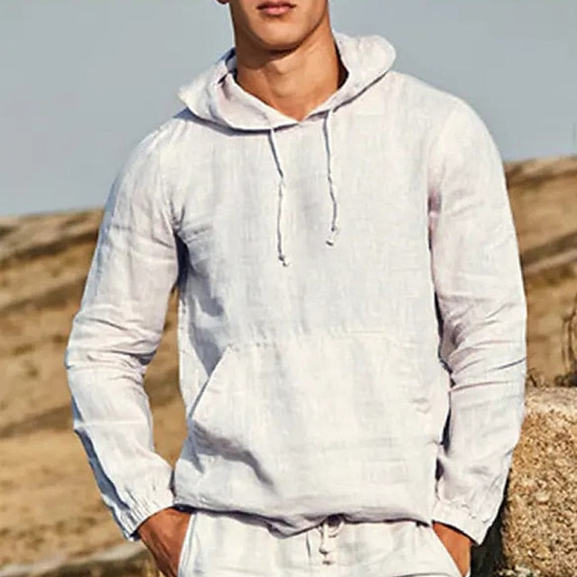 White Summer Shirt Cotton Men's Linen