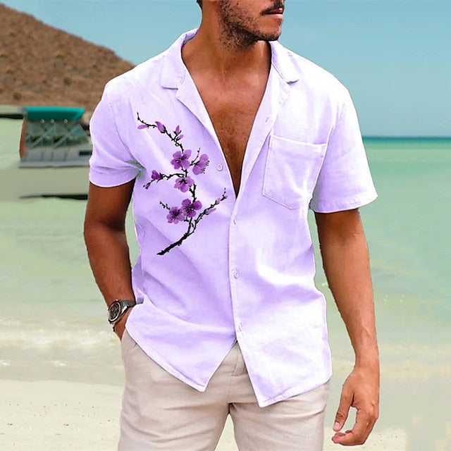 Men's White Cotton Linen Summer Shirt