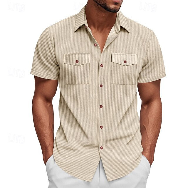 Men's Button Beach Casual Summer Up Shirt