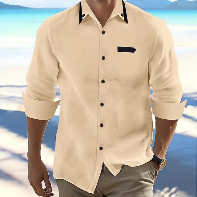 Casual Shirt Button Up Beach Summer Men's
