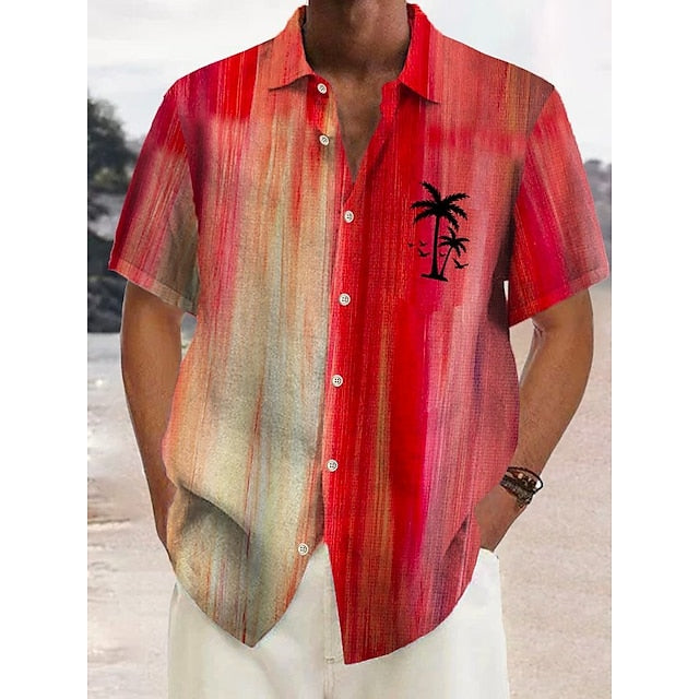 Beach Hawaiian Men's Linen Shirt Summer
