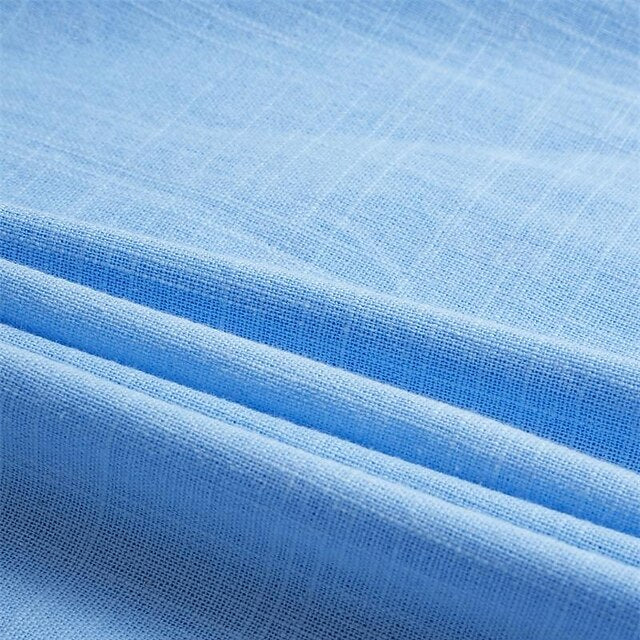 Men's Shirt Collar Linen Popover Band