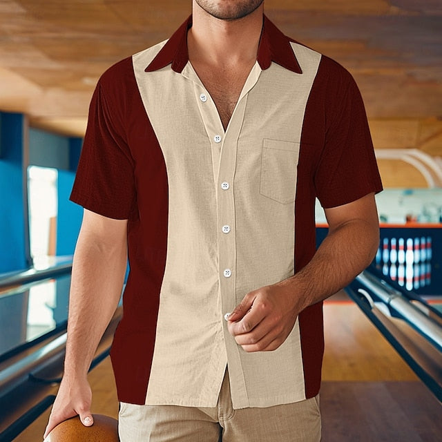 Bowling Men's Summer Button Shirt Casual