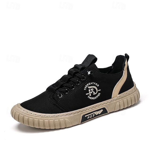Sneakers Men's Lightweight Canvas Casual Lace-Up Green -