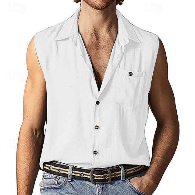 Button Summer Beach Up Shirt Casual Men's