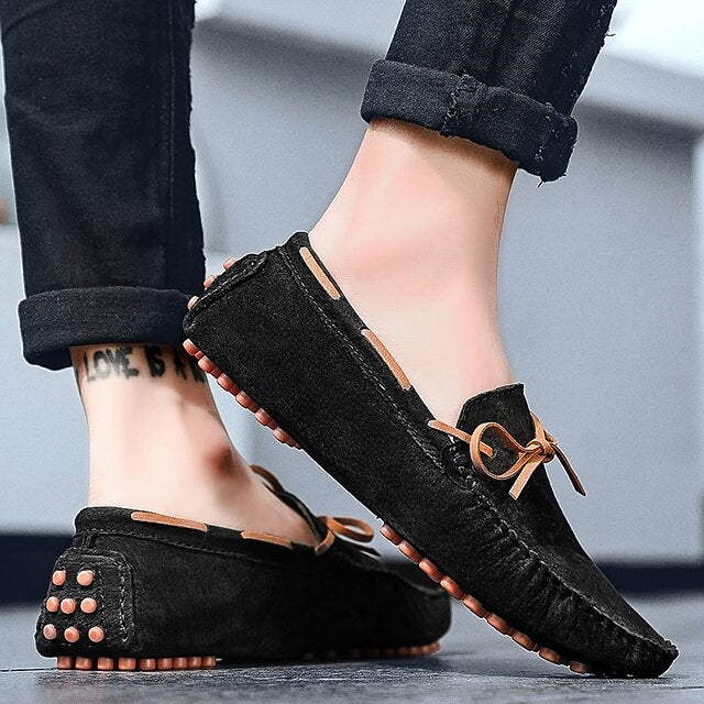 Loafers Suede Driving Men's Slip-On with Flexible Shoes: