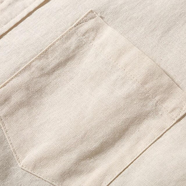 Chinese Linen Cotton Men's White Shirt