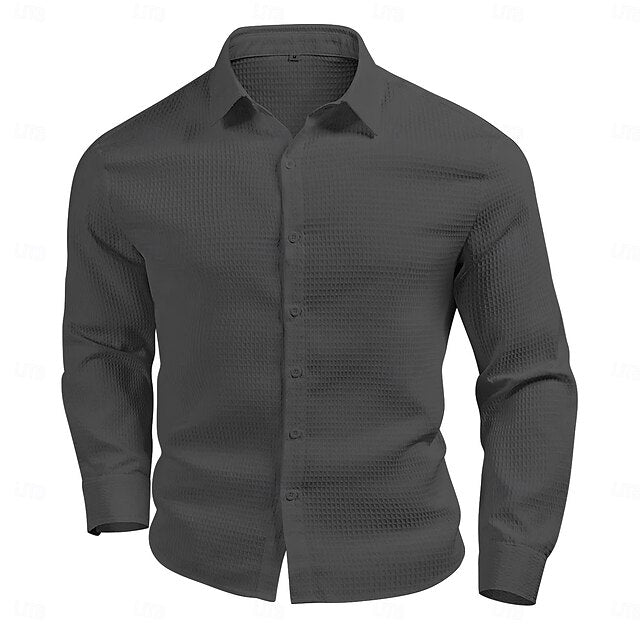 Men's Summer Knit Casual Shirt Waffle