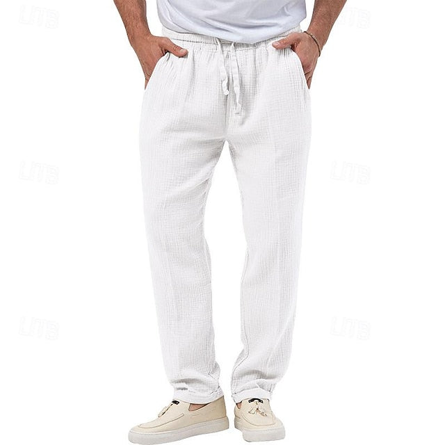 Seersucker Shorts Men's Trousers Beach Pants Casual
