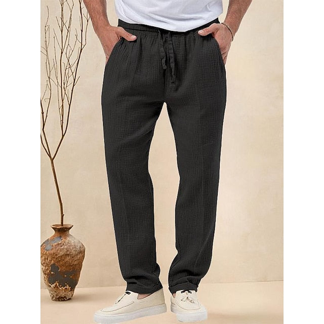Seersucker Shorts Men's Trousers Beach Pants Casual