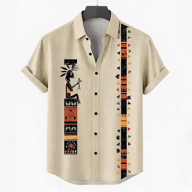 Summer Shirt Wear Beach Up Button Men's Linen