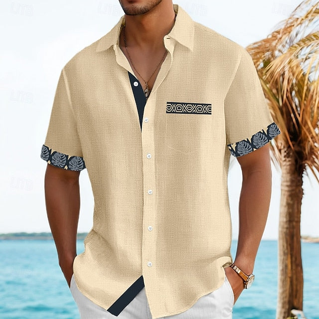 Men's Plaid Beach Linen Summer Shirt