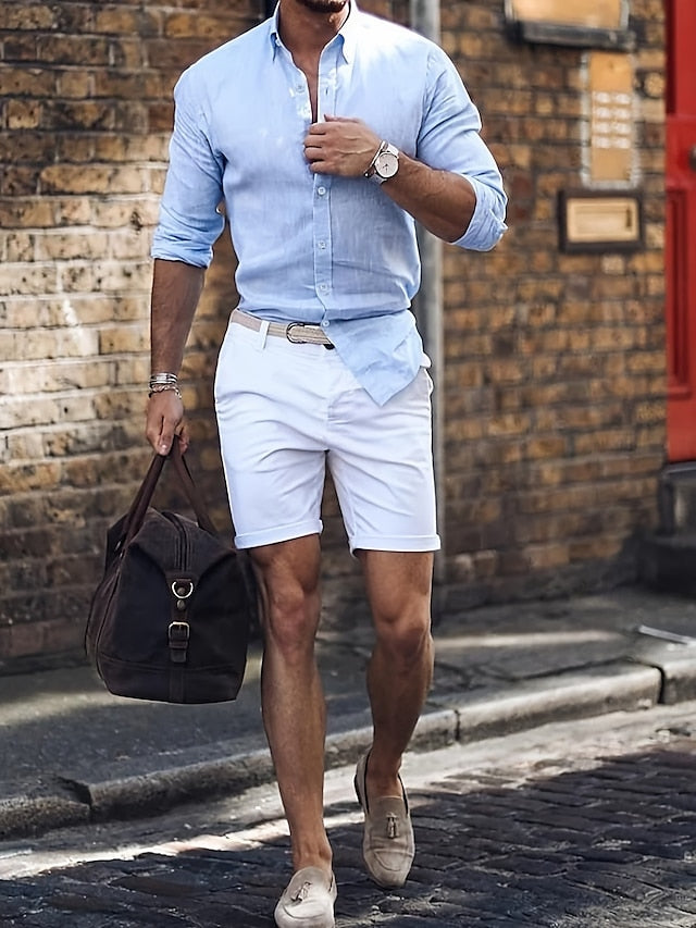 Up Summer Black Shirt Button Casual Men's