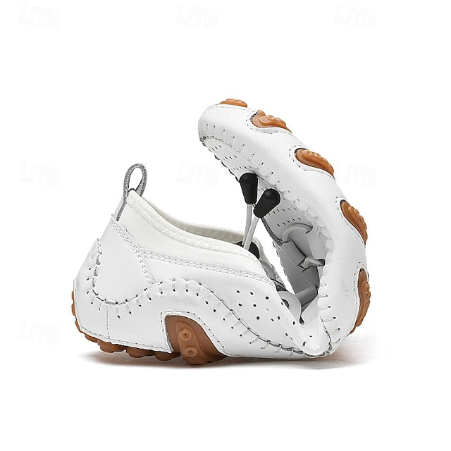 Shoes Casual Perforated with Men's White Hand-Stitched