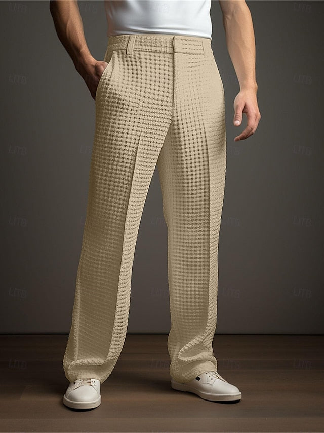 Slacks Pants Trousers Pants Dress Pants Men's Suit Waffle