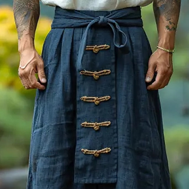 Pants Summer Linen Trousers Pants Baggy Men's Buttons Pants