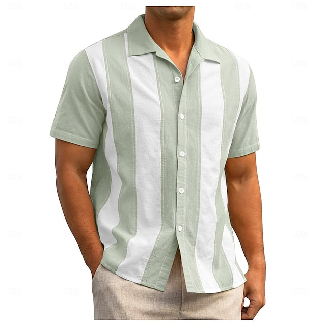 Summer Black Bowling Casual Shirt Men's