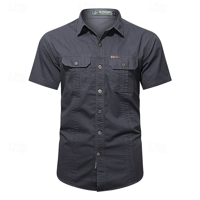 Up Shirt Men's Button Casual Summer Cargo