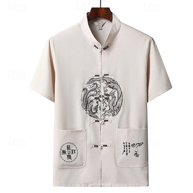 Up Beach Summer Shirt Casual Button Men's