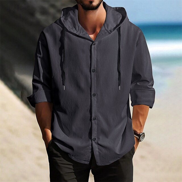 Shirt Beach Summer Up Button Casual Men's
