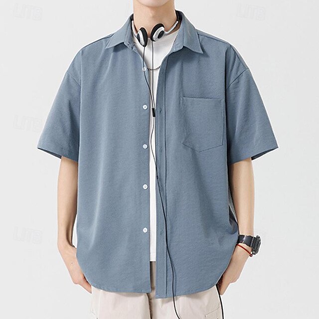 Button Summer Up Shirt Beach Casual Men's