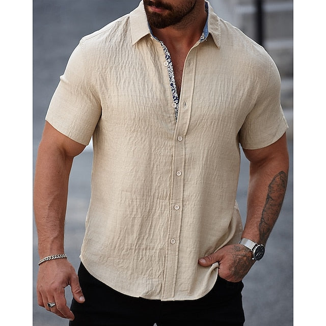 Up Casual Button Shirt Summer Beach Men's