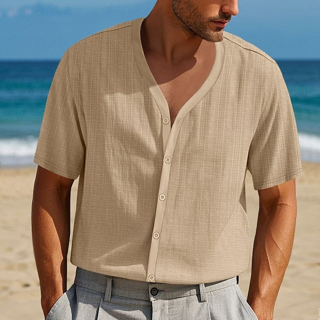 Up Summer Button Casual Beach Shirt Men's