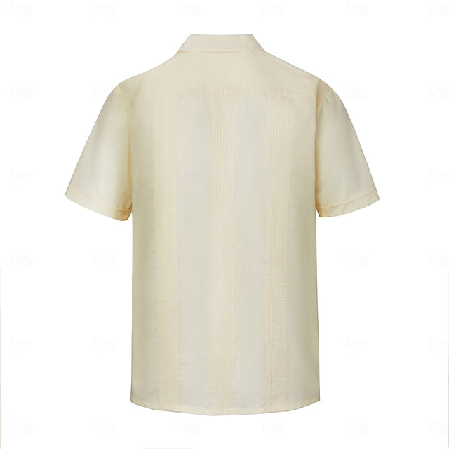 Black Guayabera Yellow White Men's Shirt Light
