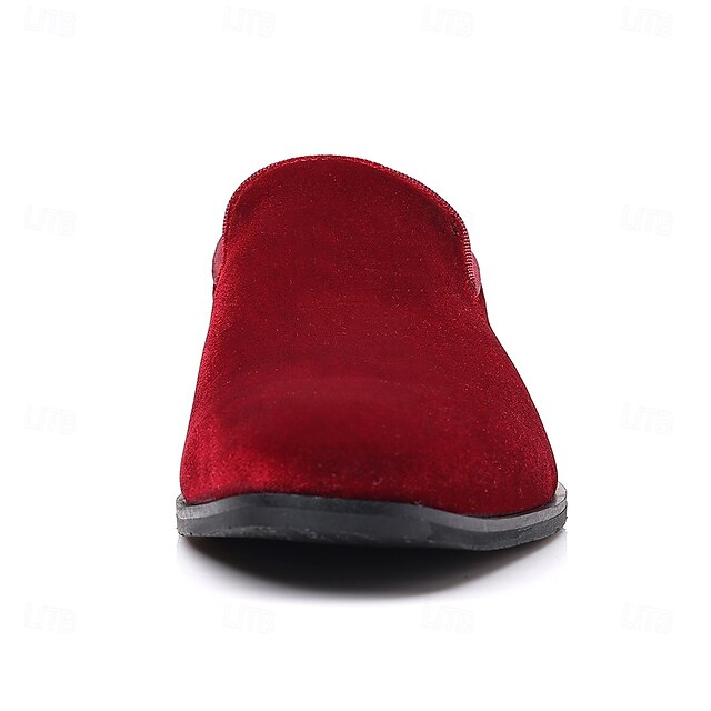 Red Dress Velvet Men's Shoes Slip-On