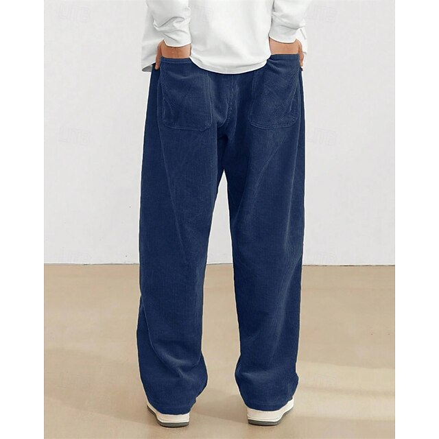 Trousers Pants Straight Leg Men's Corduroy Athletic