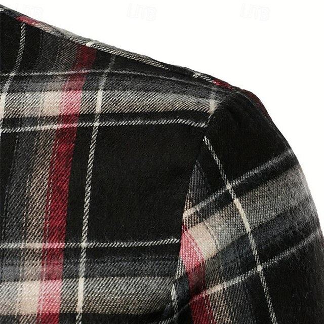 Shirt Wedding Dress Party Men's Up Plaid Button