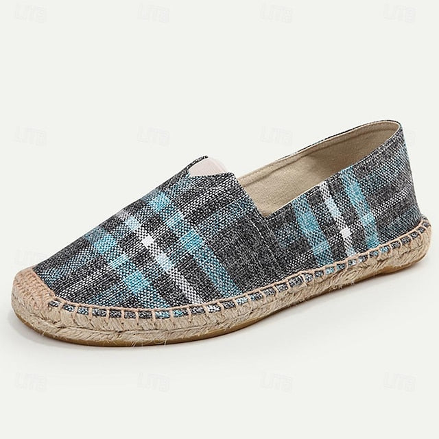 Men's Plaid Summer Canvas Slip-On - Comfortable Espadrilles