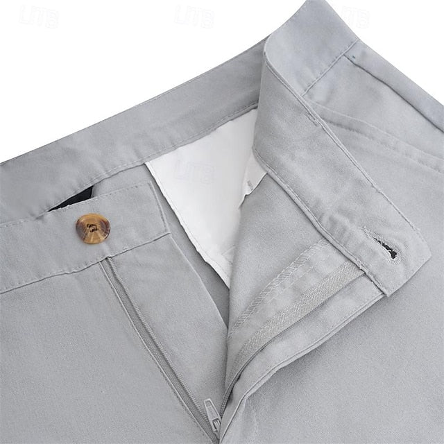 Pants Men's Buttons Pants Linen Dress Summer Pants Trousers
