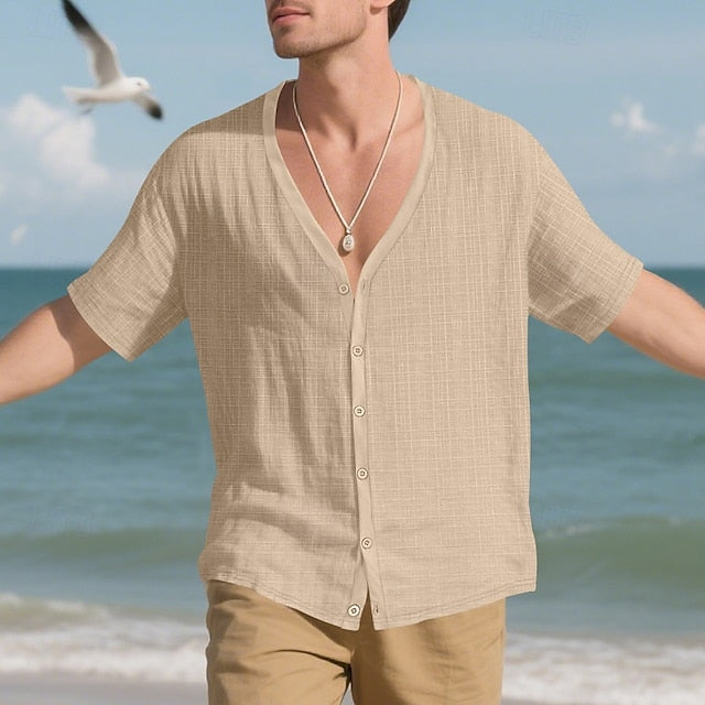Up Summer Button Casual Beach Shirt Men's