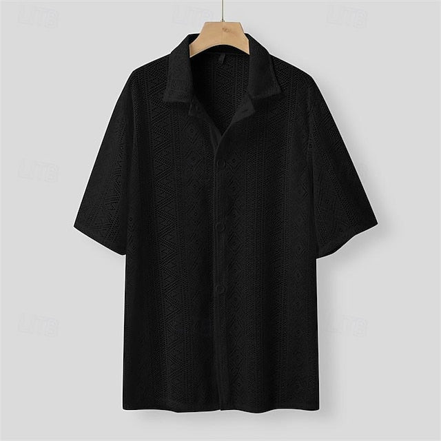 Casual Summer Button Men's Shirt Up Beach