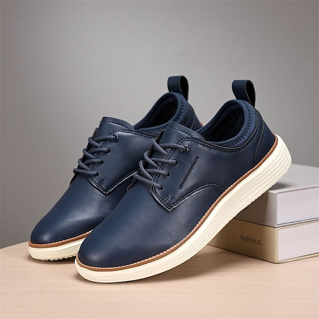 Blue Oxford Lace-Up Leather Shoes Men's – Navy Classic