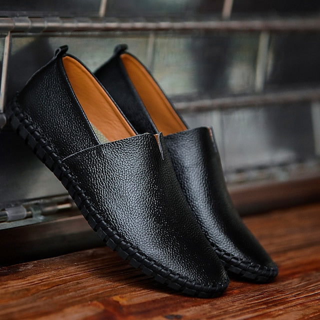 Cowhide Leather Premium Green Loafers Men's with – Metal