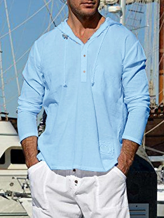 Shirt Cotton Summer Men's Linen White