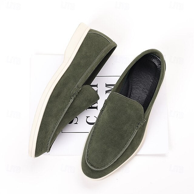 Slip-On Breathable Men's Faux – Casual Light Blue Loafers