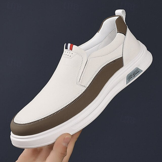 White and Accent with Men's Brown Sneakers Slip-On