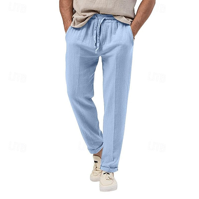 Seersucker Shorts Men's Trousers Beach Pants Casual