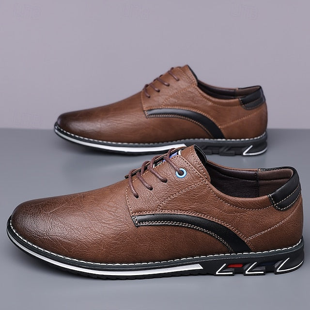 Shoes Everyday Men's Casual – Brown Lace-Up Comfortable