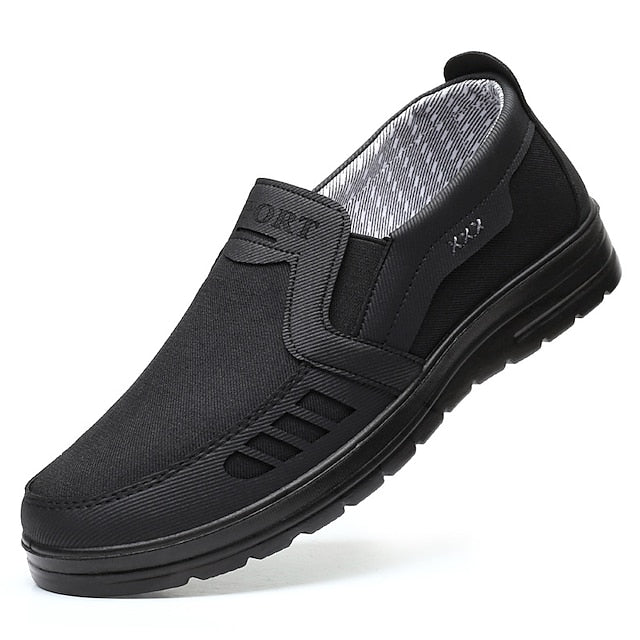Faux Loafers Leather Brown Slip-On with Side Men's Zipper