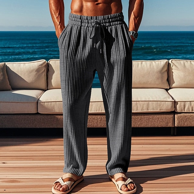 Pocket Trousers Drawstring Men's Elastic Pants Casual Waist
