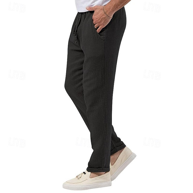 Seersucker Shorts Men's Trousers Beach Pants Casual