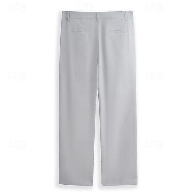 Pants Men's Buttons Pants Linen Dress Summer Pants Trousers