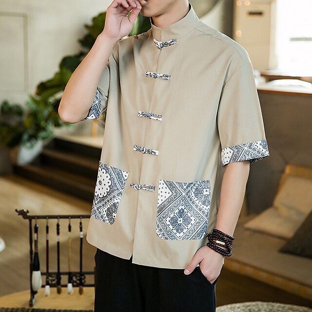 Casual Men's Shirt Cotton Button Up Linen